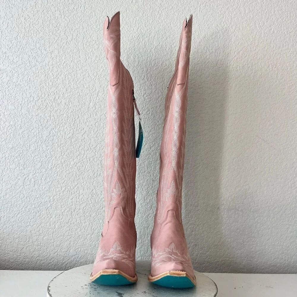 Lane LEXINGTON Over the Knee Womens Cowboy Boots 7.5 Pink Western Cowgirl Tall